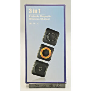 3-in-1 Magnetic Wireless Charger Black – Portable Foldable Charging Dock